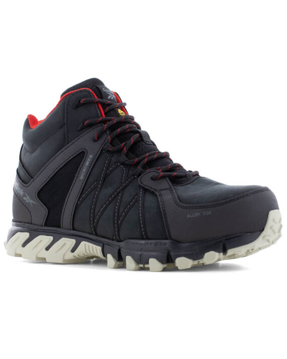 Reebok Sicherheitschuh IB1052 Trailgrip Safety Mid mit Sicherheitsklasse S3 in schwarz rot Ansicht von schräg rechts