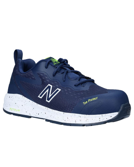 New Balance Sicherheitsschuh Logic mit Sicherheitsklasse S1P in marine gelb Ansicht von schräg rechts